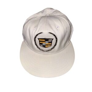 Cadillac GM Logo Baseball Cap Hat White Adj Embroidered Unisex fair condition